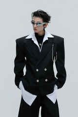 Striped Cinched Waist Blazer