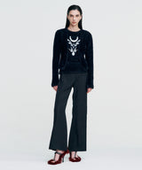 Elemental Motif Furry Knit Top _ BLACK