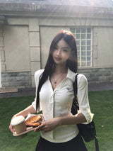 ドットタイVネックカラーシャツ