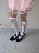 Lettering white knee socks