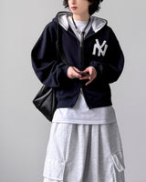 Applique クロップフードジップアップ
