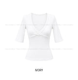 ニジ ラップ Vネック スリム Tシャツ