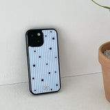 stripe star glossy glass bumper case (blue)