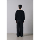 Layered wool knit cardigan(Black)