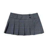 Wrap Check Pleated Mini Skirt