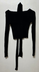 (SCARF & KNIT SET) DREAMY SOFT RIBBED CARDIGAN SCARF SEMI-CROPPED KNIT - 2 COLOR