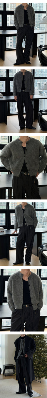 [Unisex] アンゴラクロップカーディガン(2color)