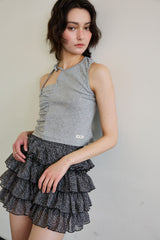BEBE UNBALANCE SLEEVELESS TOP / GRAY