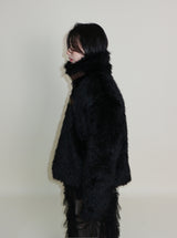 レイチェル 2ベルトディテールショート丈ファージャケット (Lining Quilted)