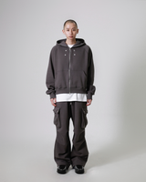 Eyelet full hoodie zip up