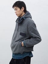 soft high neck fleece anorak set - charcoal       