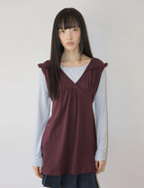 ラッフル タイ トップ(BURGUNDY)