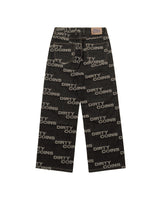 Frayed Logo Baggy Denim Pants - Black