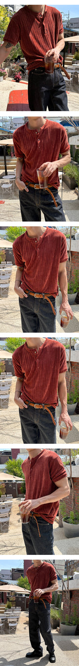 [S/S] Velvet henry neck half knit(3color)