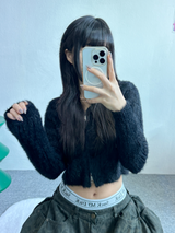 ANGORA CROP HOOD ZIP-UP🖤🩷💛🤎💚 - 6 COLORS