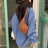 [Same-day shipping🚚/Jangmaru look☔] Bow overfit boxy fit long-sleeved checkered shirt 2 colors