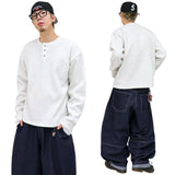 ヘンリーネックナッピングウォーマー長袖Tシャツ