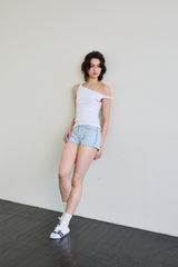 PEPPY MICRO DENIM SHORTS / SKY BLUE