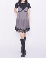 Shimmering Slip Lace Bustier Dress