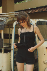 Linen with wood charm top