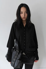 26SS★ STRIPE HALTER WOOL KNIT CARDIGAN