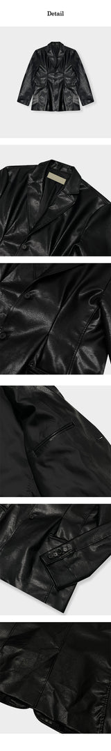 [F/W] Pin tuck leather blazer