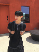 クミン ワッフル ヘンリーネック ショートスリーブTシャツ 5C