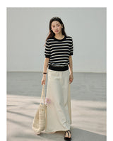 Punching Detail Summer Round Neck Knit Short Sleeve