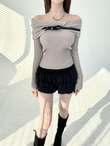 Western belt off slim knit (3color)