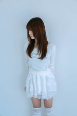 lace letter tee (white)