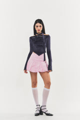 Balloon-fit Cotton Mini Skirt Barbie pink