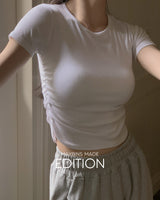 [MADE] Hayu Shirring Short-Sleeved T-shirt
