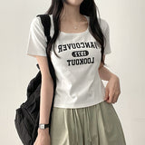 ローブレタリングスクエアネックショートスリーブTシャツ