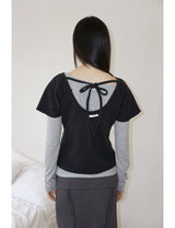 WRAP SHIRRING TOP(BLACK)