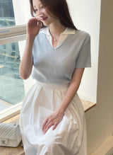 Shooly Pintuck Banding Flare Long Skirt