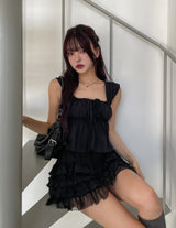Bohemian lace frill tiered skirt