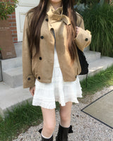 Suede crop trench jacket