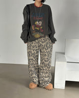 leopard leopard wide long pants