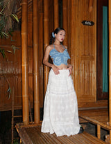 eyelet cancan maxi long skirt