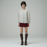 CHECK PATTERN BLOUSE  (LightBeige)