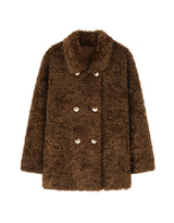 Melissa Teddy Bear Double Button Fur Shearling Midi coat Baby Brown 