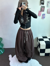 ファー🤎🧸クロッピードハーフプリンティングジャンパージップアップ🩶🖤2カラー