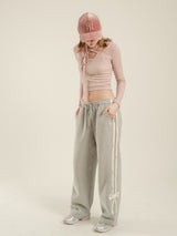 [FW ver] SWEET RIBBON SWEAT PANTS - GRAY/WHITE