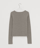 Kanit Diagonal Button Round Long Sleeve Tee