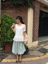 Chitoa Dot Chiffon Balloon Midi Skirt