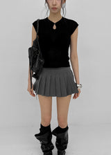 [MADE] Yuti Keyhole Cap Sleeve Short Sleeve Knit Top