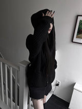 pocket waffle hood cardigan (unisex)