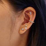 gold pavé crescent moon barbell single piercing E070-07G
