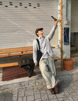 No.1494 カラーストライプクロップシャツ
