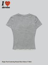 マジックパールレタリングラウンドショートスリーブTシャツ